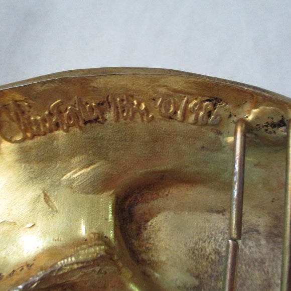 SIGNED Vintage 1985 CHRISTOPHER ROSS PANTHER JAGUAR BELT BUCKLE - Picture 3 of 8